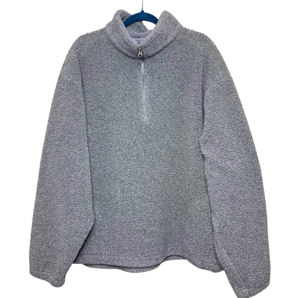 KAID Vintage 90s Gray Fleece Sweater Jacket Sz 2XL 1/2 Zip Warm Outdoors Layer